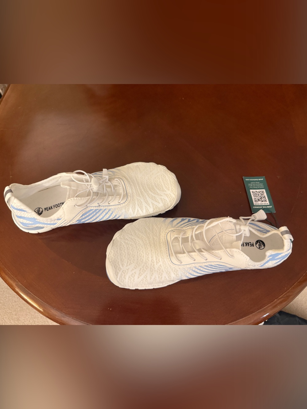 White and Pale Blue Women's Sneakers by Peak Footwear
